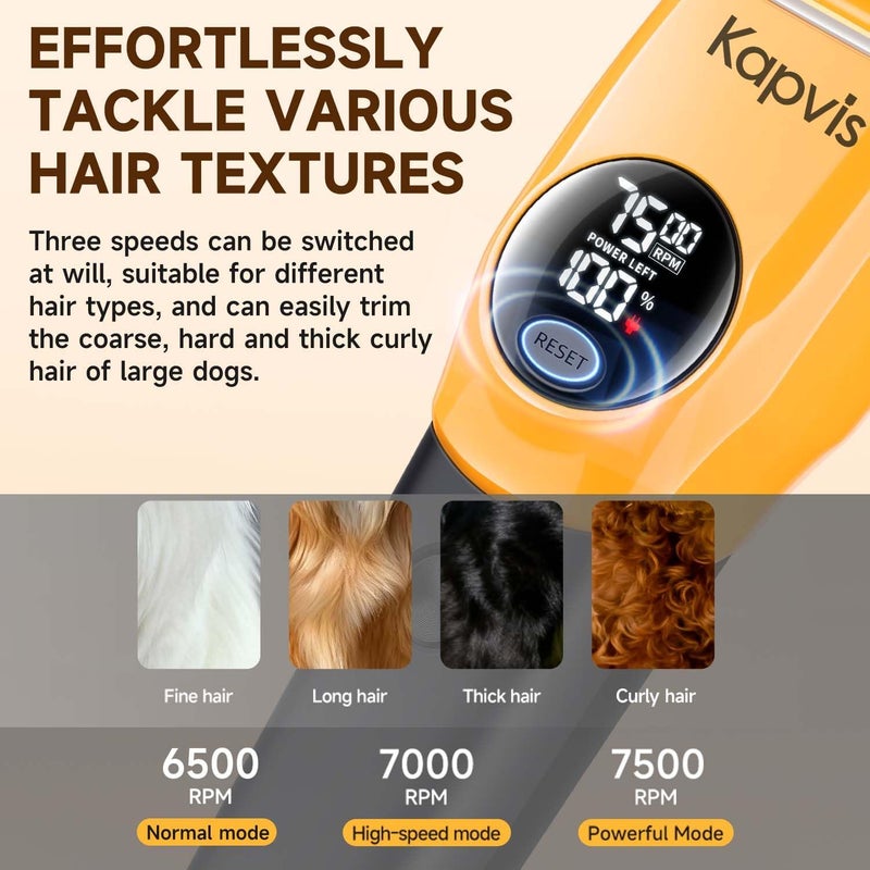 Kapvis Dog Clippers for Grooming Thick Hair with LED Light,Cat Shaver,and Sheep Shears for Thick/Matted/Knotted/Fine/Curly Hair,Works with or Without Power Cord - Image 3